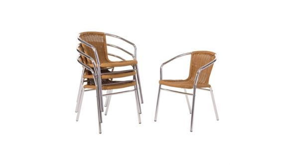 Bolero Bolero Aluminium and PE Wicker Chairs Natural (4 Pack) U422