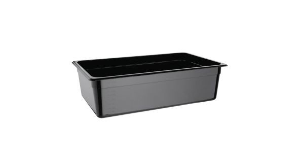 Vogue Polycarbonate 1/1 Gastronorm Container 150mm Black
