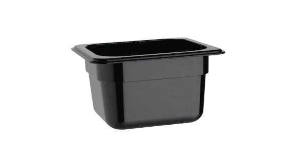 Vogue Polycarbonate 1/6 Gastronorm Container 100mm Black