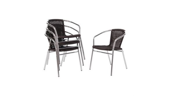 Bolero Bolero Aluminium and PE Wicker Chairs Black (4 Pack) U507