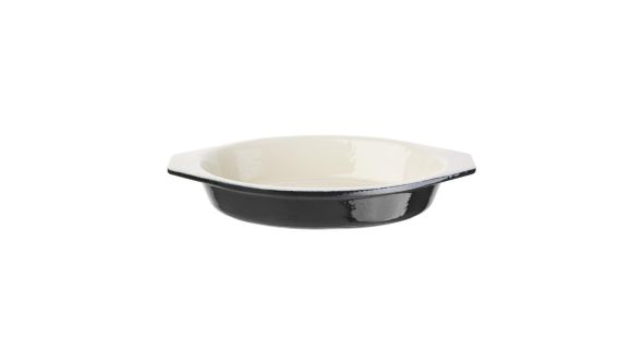 Vogue Black Cast Iron Oval Gratin Dish 650ml