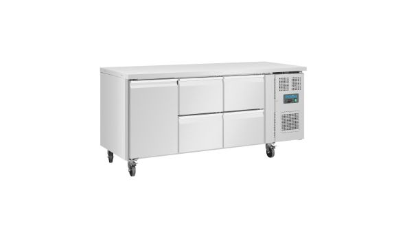 Polar U-Series Single Door and 4 Drawer Counter Fridge 358Ltr