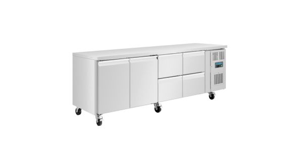 Polar U-Series Double Door and 4 Drawer Counter Fridge 476Ltr