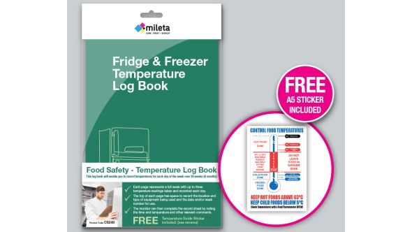 A5 Fridge & Freezer Temperature Log Book with Free Control Food Temperatures A5 Sticker