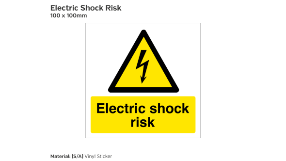 Warning Electric Shock Symbol & Text Safety Sign