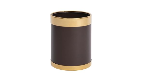 Bolero Waste Paper Bin Brown with Gold Rim 10.2Ltr Y804