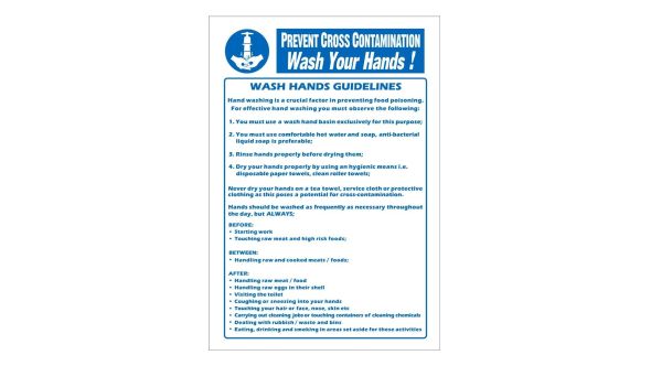 Vogue Prevent Cross Contamination Wash Hands Sign