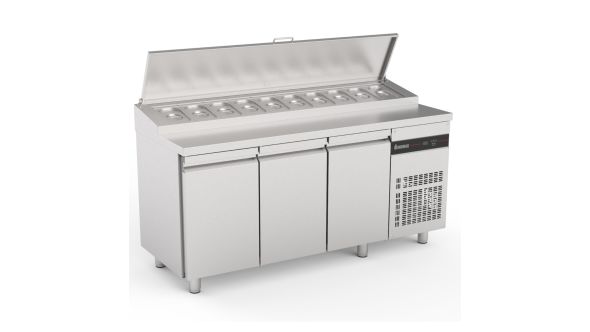 Inomak ZPZP999 Triple Hinged Door Gastronorm Prep Counter With Raised Collar