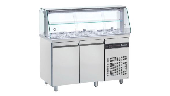 Inomak ZQFP99 Double Hinged Door Saladette With Display Case